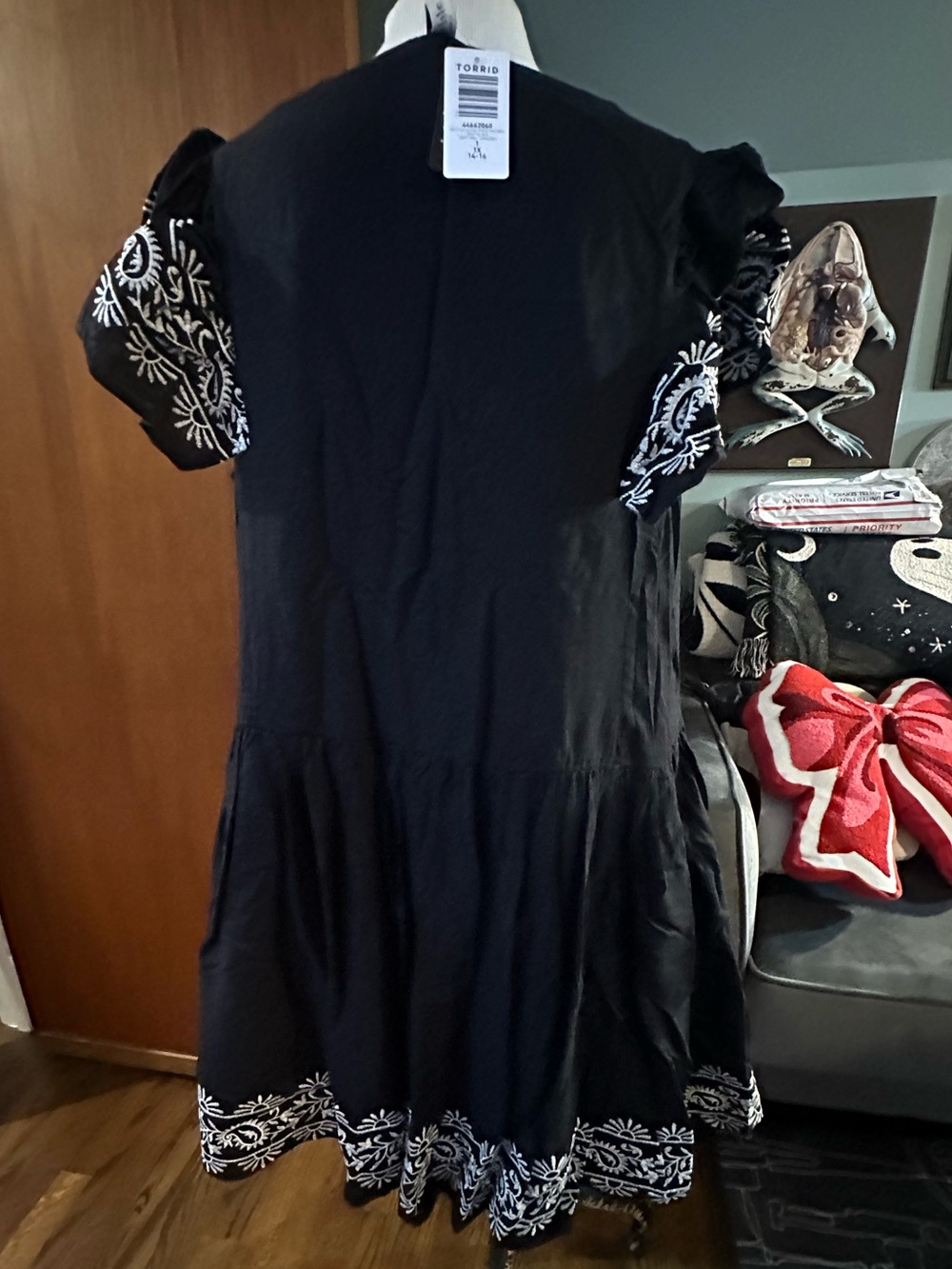 torrid Deep Black Belle Isle Flutter Trapeze Mini Dress 1X NWT - Picture 7 of 10